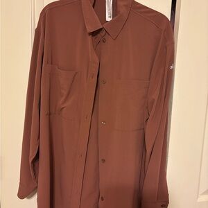 ALO Yoga Brown Button-Up Shirt